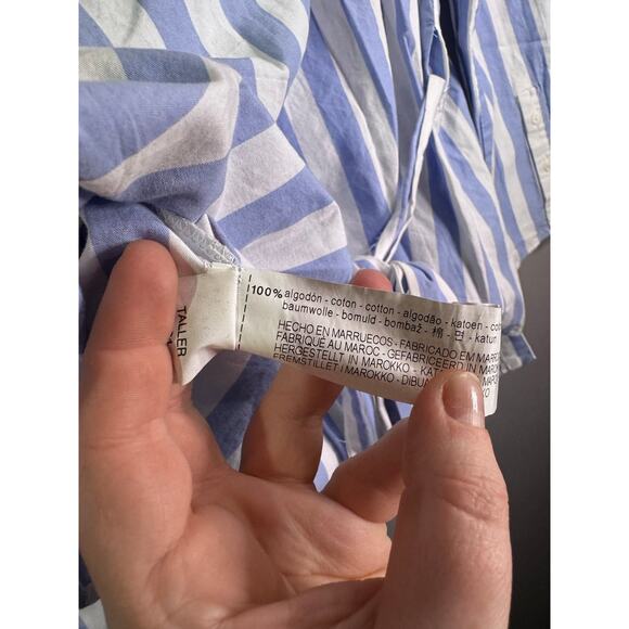 Zara Wide Off Shoulder Striped Wrap Belted Waist Blouse - Picture 6 of 6